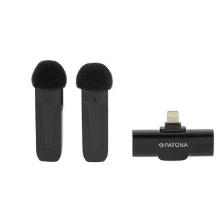 PATONA Premium draadloze lavalier microfoon duo set voor iPhone & iPad (Lightning)