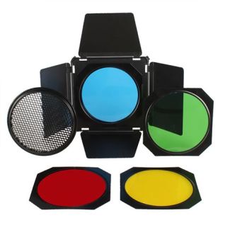 StudioKing / Falcon Eyes kleppenset BD18 met kleurfilters en honingraat