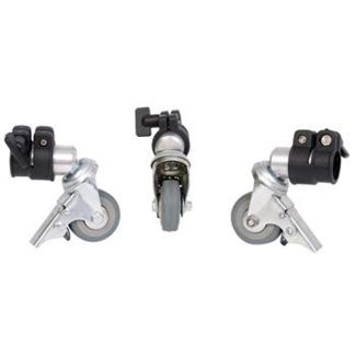 Set van 3 zwenkwielen PCA-25M met 25mm aansluiting voor lampstatief