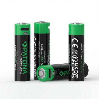 PATONA Premium USB-C 4x AA oplaadbare batterijen Lithium met USB-C 3000mWh 1.5V 