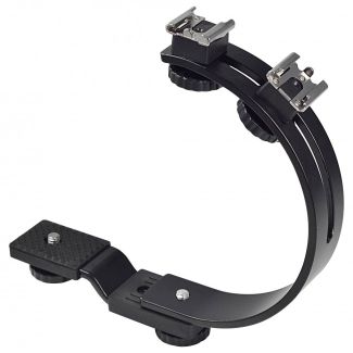 C-vorm montagebeugel voor dual flitser of LED-lamp 